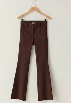 Mid Waist Stretchy Flared Trousers