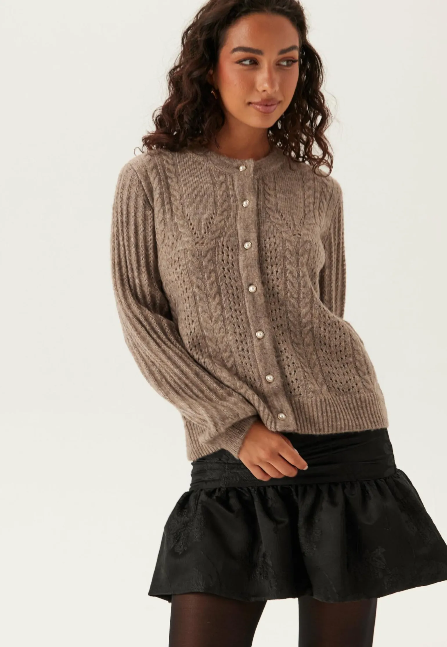 Objflora Re Ls Knit Button Cardigan