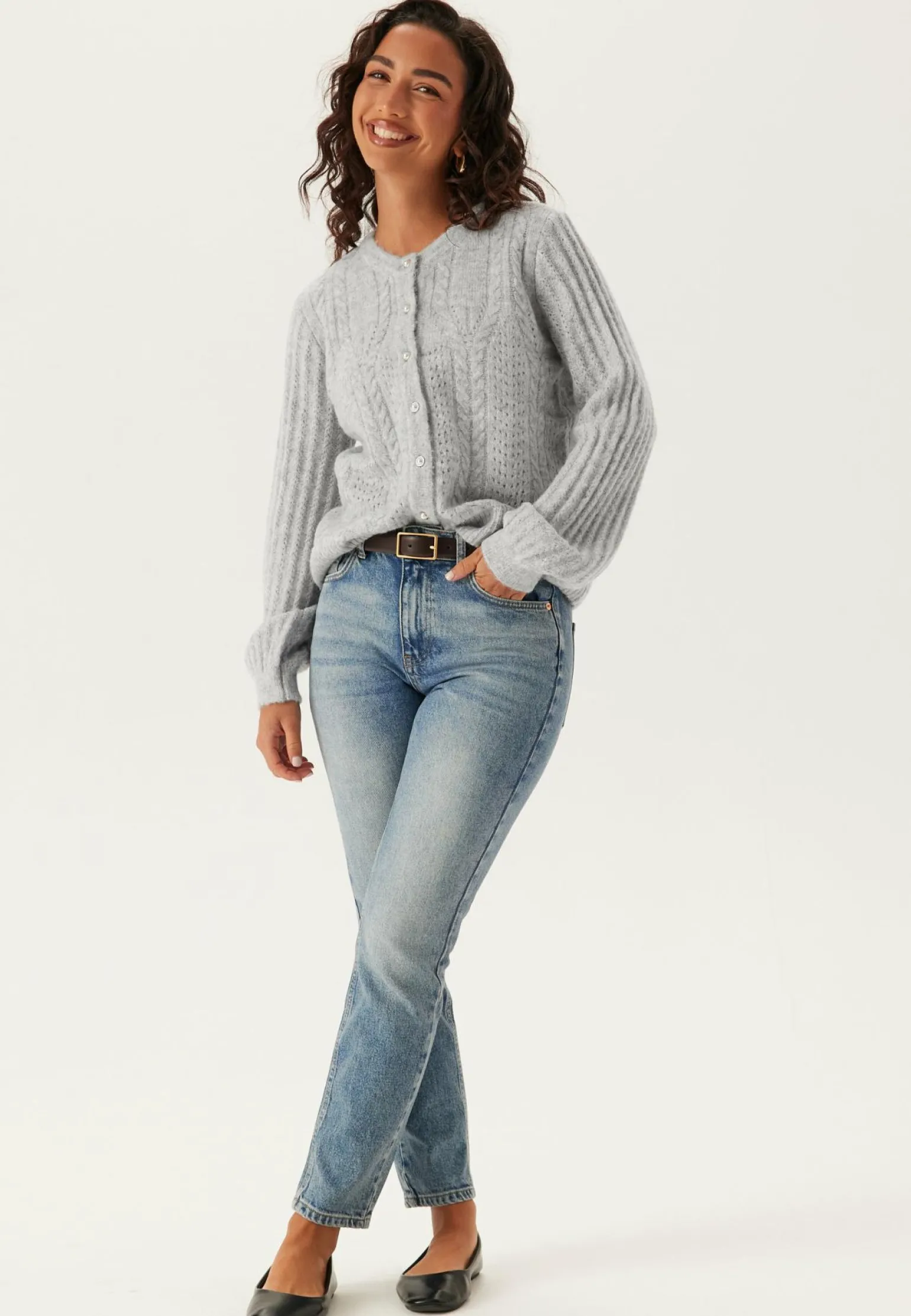 Objflora Re Ls Knit Button Cardigan