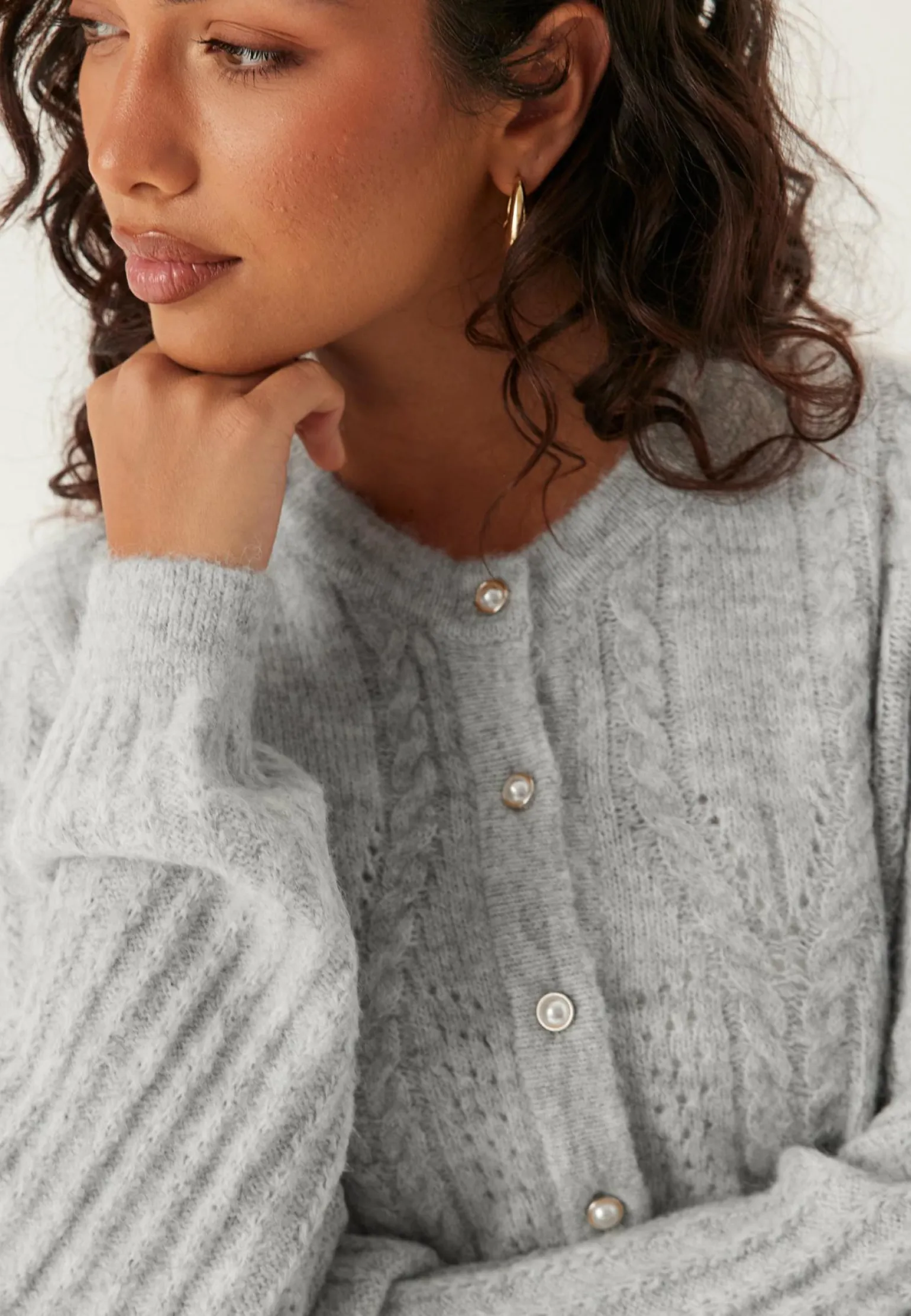 Objflora Re Ls Knit Button Cardigan
