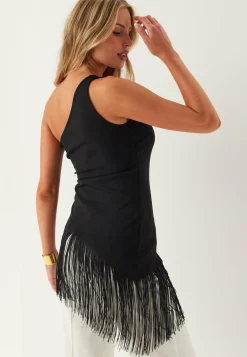 One Shoulder Fringe Top