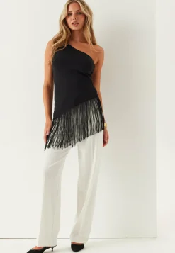 One Shoulder Fringe Top