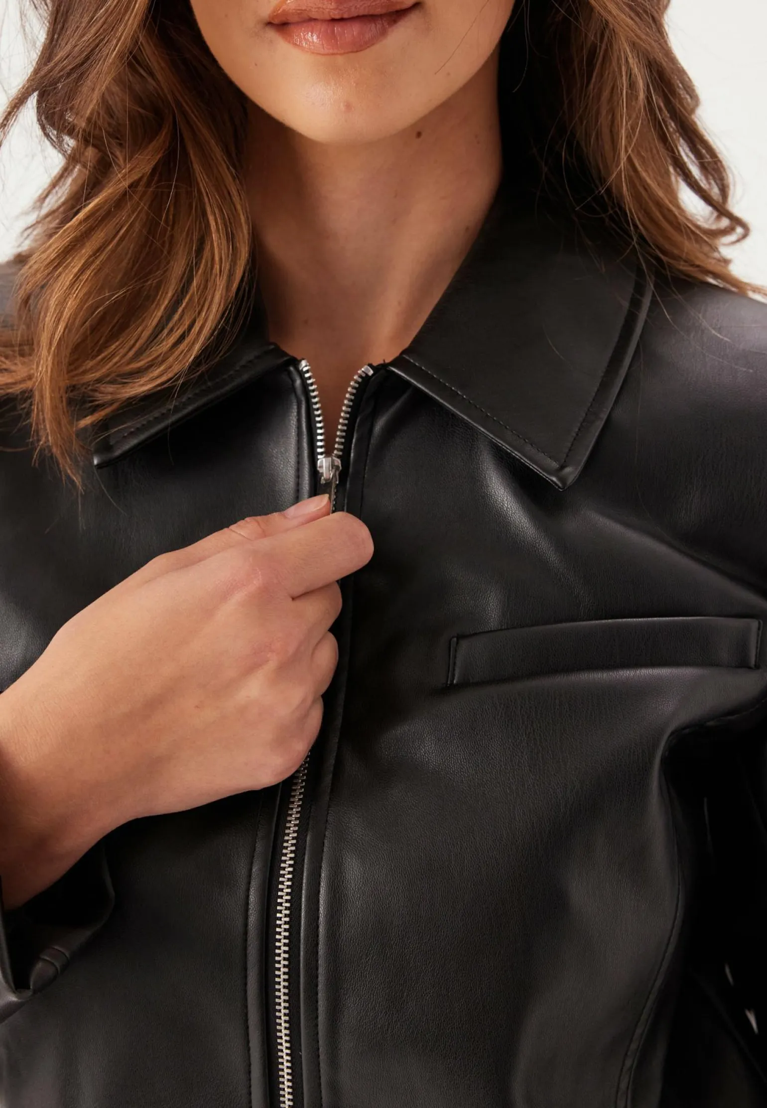 Onlamili L/S ZIP FAUX LEA JACK
