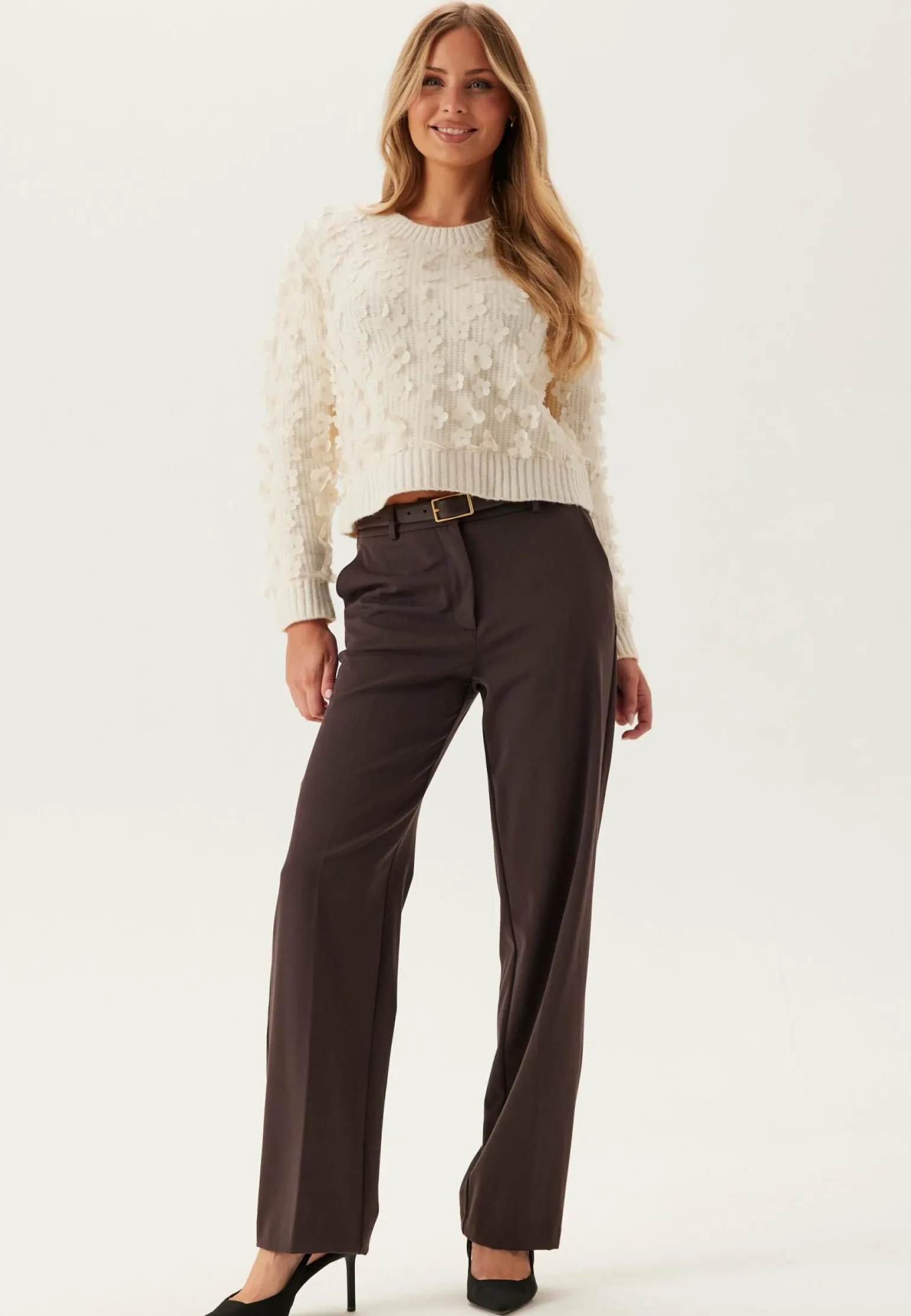 Onlhua Life Ls Flower Detail O-neck Knit
