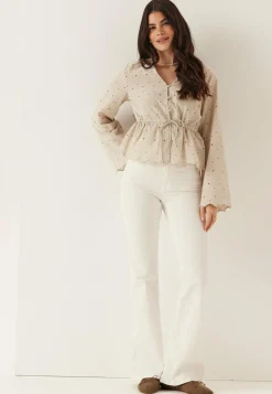 Pcarmorine Ls Embroderi Top