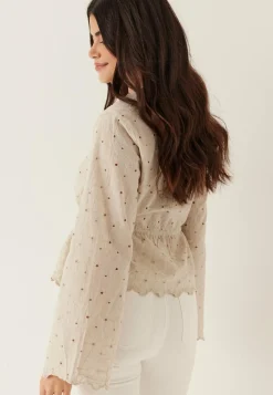 Pcarmorine Ls Embroderi Top