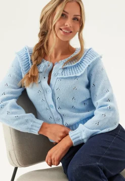 Pcdavis Ls O-neck Frill Cardigan