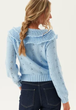 Pcdavis Ls O-neck Frill Cardigan