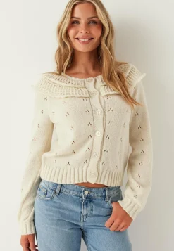 Pcdavis Ls O-neck Frill Cardigan