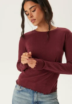Pcmarie Ls O-neck Poin Top