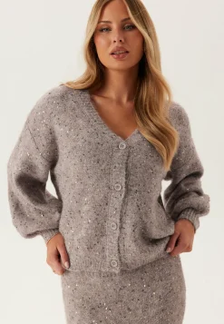 Pcmesva Ls Boxy Sequin Knit Cardigan