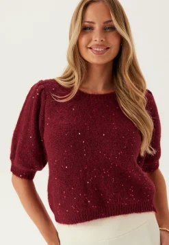 Pcmesva Ss Sequin Tie Back Knit