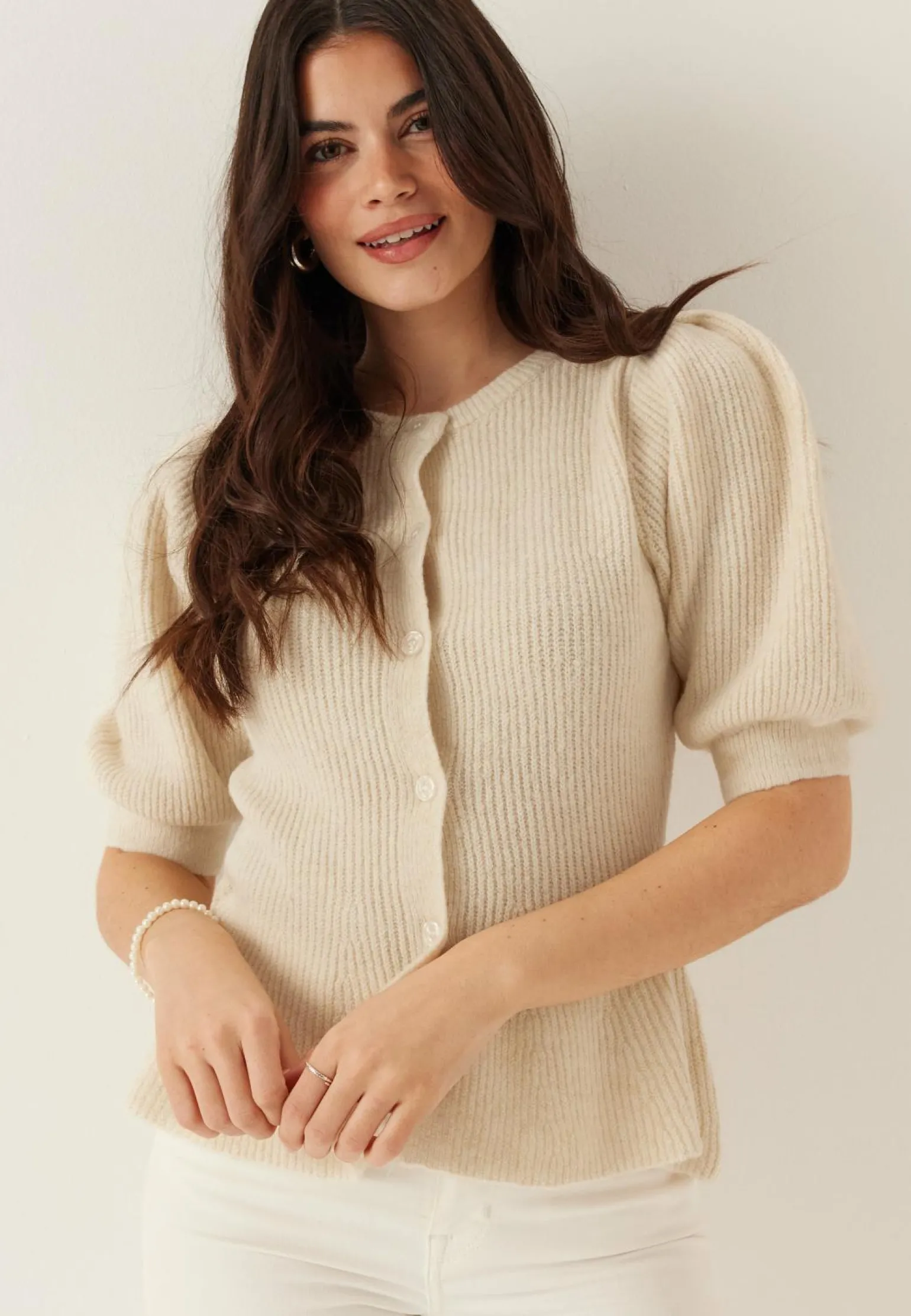 Pcsilly Ss Puff Knit Cardigan