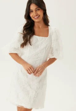 Puff Sleeve Embroidered Dress