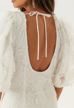 Puff Sleeve Embroidered Dress