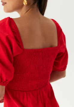 Puff Sleeve Linen Blend Dress