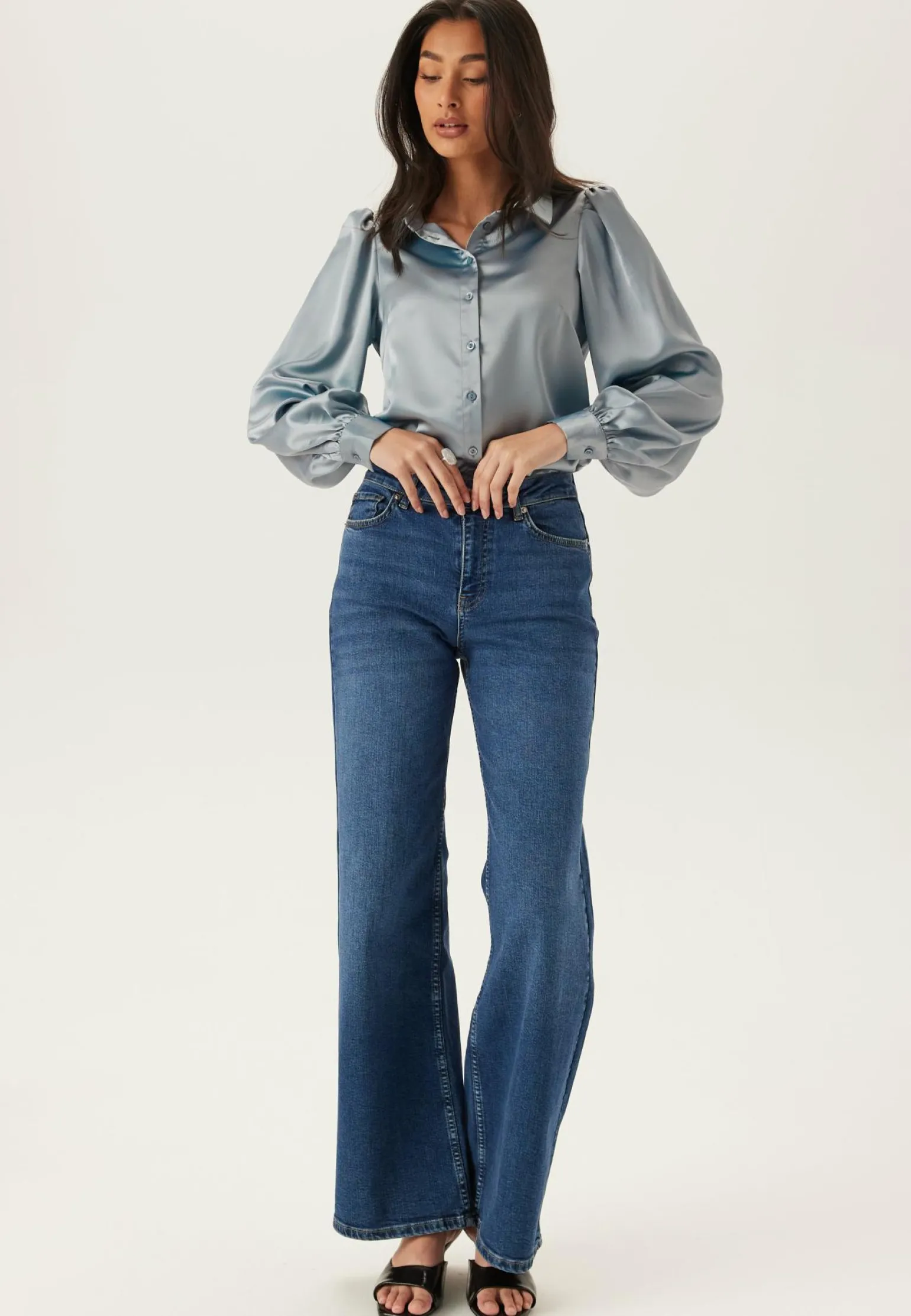 Puff Sleeve Satin Shirt