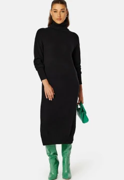 Rill Roll Neck L/S Midi Dress