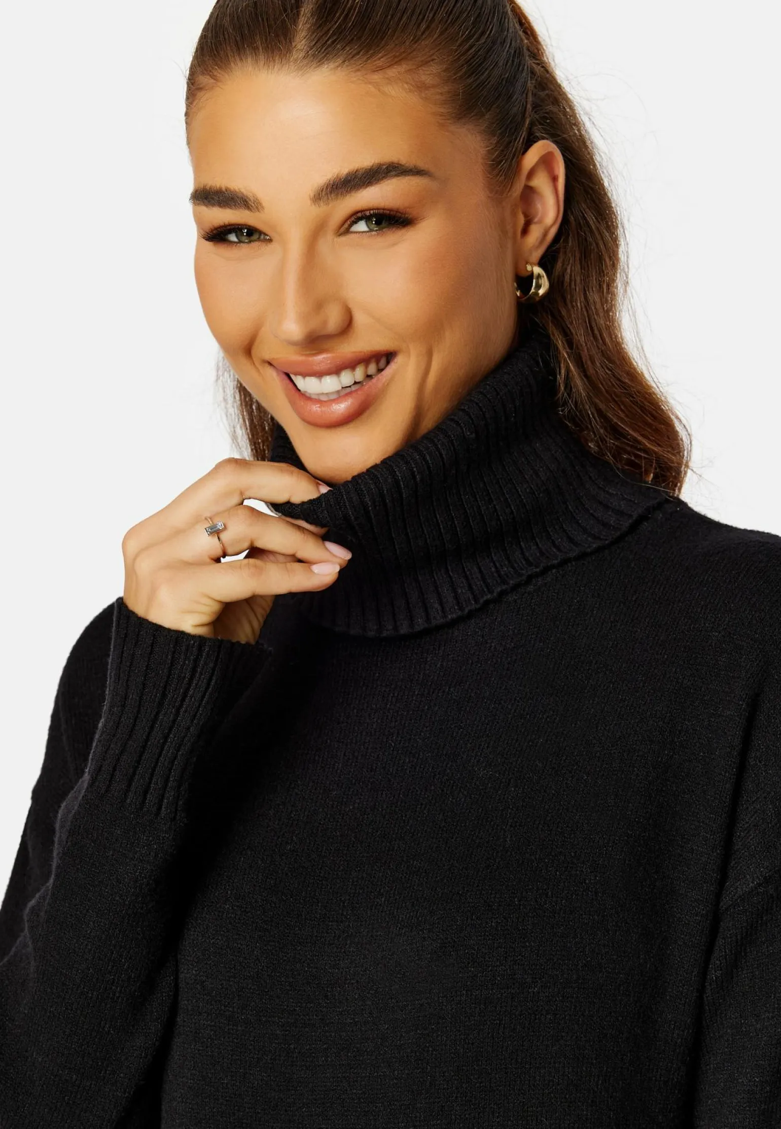Rill Roll Neck L/S Midi Dress