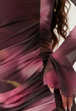 Ruched Mesh Dress