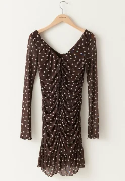 Ruched Mesh Frill Dress
