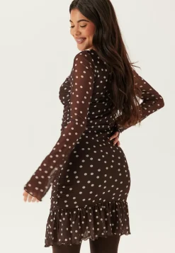 Ruched Mesh Frill Dress