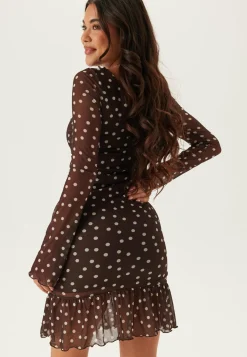 Ruched Mesh Frill Dress