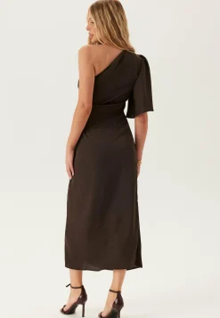 Ruched One Shoulder Midi Dress