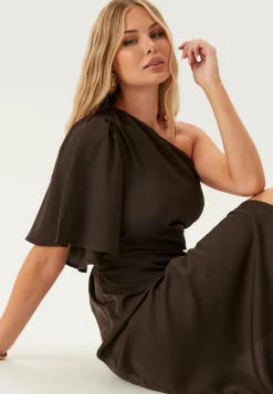 Ruched One Shoulder Midi Dress