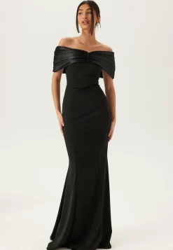 Satin Bow Off Shoulder Gown