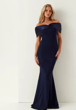 Satin Bow Off Shoulder Gown