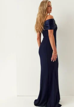 Satin Bow Off Shoulder Gown