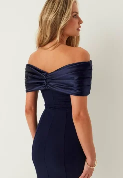Satin Bow Off Shoulder Gown