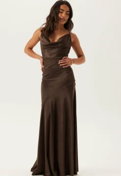 Satin Cowl Neck Maxi Dress