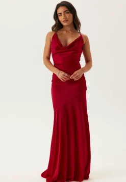 Satin Cowl Neck Maxi Dress