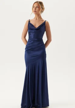 Satin Cowl Neck Maxi Dress