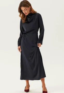Satin Cowl Neck Midi Dress