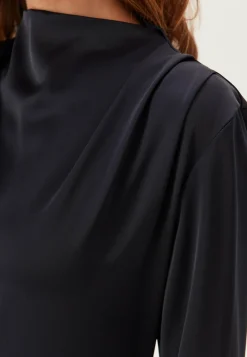 Satin Cowl Neck Midi Dress