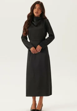 Satin Cowl Neck Midi Dress