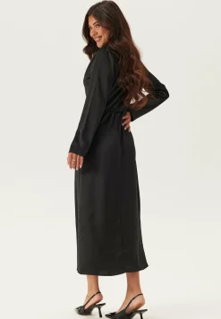Satin Cowl Neck Midi Dress