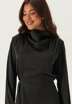 Satin Cowl Neck Midi Dress