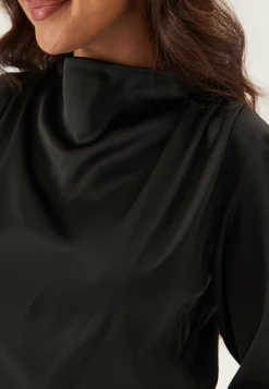 Satin Cowl Neck Midi Dress