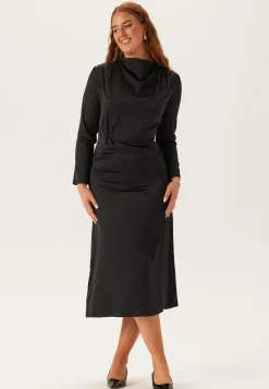 Satin Cowl Neck Midi Dress
