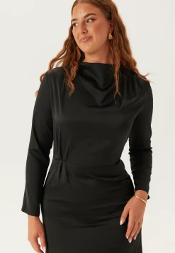 Satin Cowl Neck Midi Dress