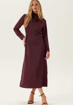 Satin Cowl Neck Midi Dress