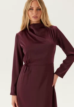 Satin Cowl Neck Midi Dress