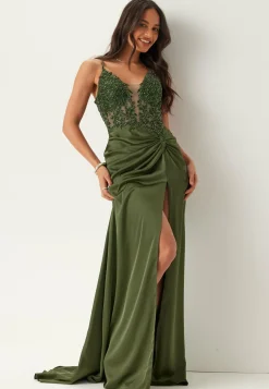 Satin Evening Dress With Back Lacing