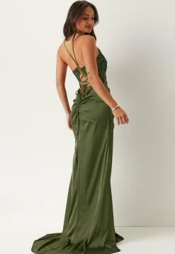 Satin Evening Dress With Back Lacing