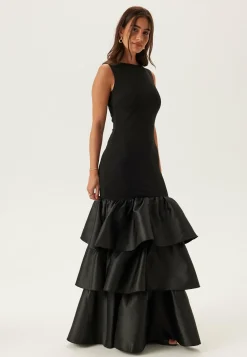 Satin Frill Maxi Dress