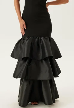 Satin Frill Maxi Dress